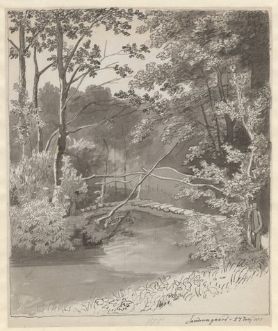 Brug in de tuin van Sanderumgaard door Christoffer Wilhelm Eckersberg
