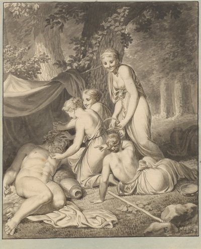 De slapende Silenus wordt gewekt door Bacchanten door Christoffer Wilhelm Eckersberg