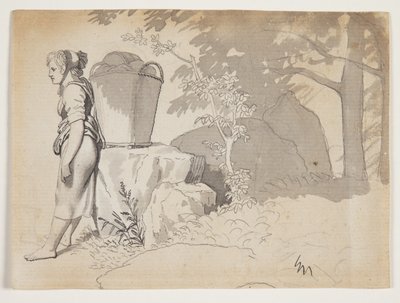 Een Boerin Rust Uit door Christoffer Wilhelm Eckersberg