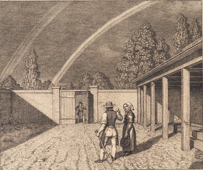 Een dubbele regenboog. Illustratie bij "Linearperspectiven", Plaat V door Christoffer Wilhelm Eckersberg