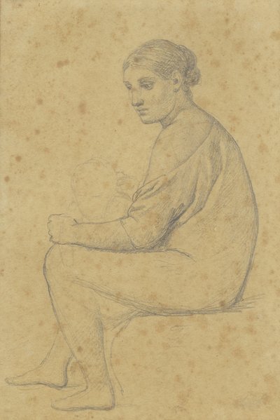 Een zittende vrouw, op wiens knie een kind leunt door Christoffer Wilhelm Eckersberg