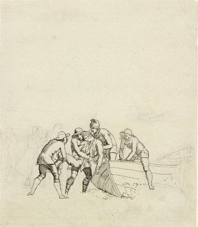 De vissers van Hornbæk - studie voor de hoofdgroep door Christoffer Wilhelm Eckersberg