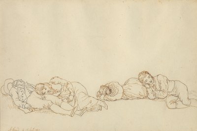 Vier slapende Parijzenaars door Christoffer Wilhelm Eckersberg