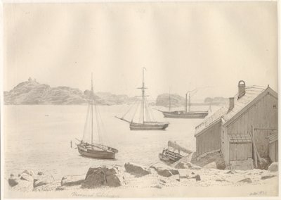 Haven van Frederiksværn bij Larviksfjord, Noorwegen door Christoffer Wilhelm Eckersberg