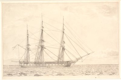 De fregat Freia voor anker door Christoffer Wilhelm Eckersberg