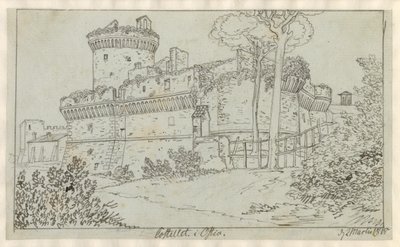 Kastel in Ostia door Christoffer Wilhelm Eckersberg