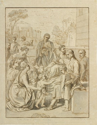 Christus laat de kleine kinderen tot zich komen door Christoffer Wilhelm Eckersberg