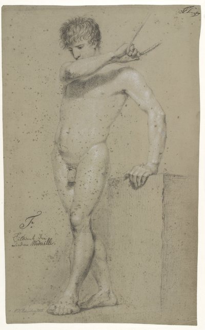 Mannelijk staand model, profiel naar links door Christoffer Wilhelm Eckersberg