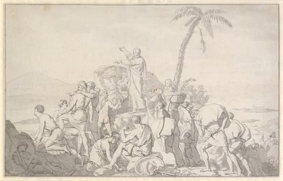 Mozes scheidt de wateren en het leger van de farao wordt verzwolgen door Christoffer Wilhelm Eckersberg