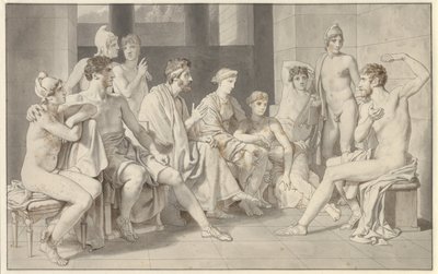 Odysseus bij Alkinoos vertelt over zijn leven door Christoffer Wilhelm Eckersberg