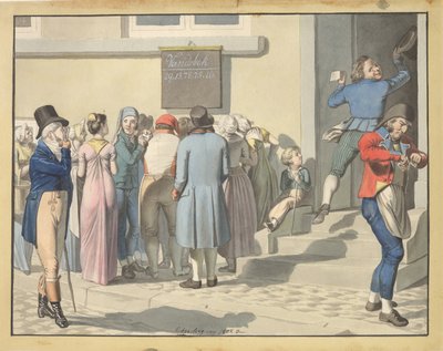 Buiten het loterijkantoor door Christoffer Wilhelm Eckersberg