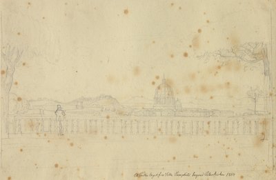 Partij van Villa Pamphili richting Sint-Pietersbasiliek door Christoffer Wilhelm Eckersberg