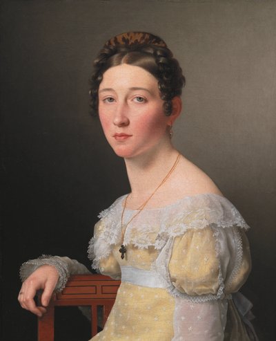 Portret van Emilie Henriette Massmann, verloofde van Frederik Wilhelm Caspar von Benzon door Christoffer Wilhelm Eckersberg