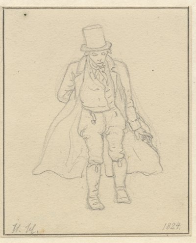 Portretschilder Hans Hansen, hele figuur door Christoffer Wilhelm Eckersberg