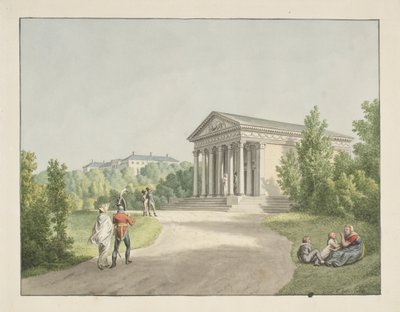 Prospect van Frederiksberg tuin bij het kasteel en Apistemplet door Christoffer Wilhelm Eckersberg