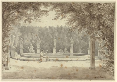 De fontein in de tuin van Palazzo Barberini, Rome door Christoffer Wilhelm Eckersberg