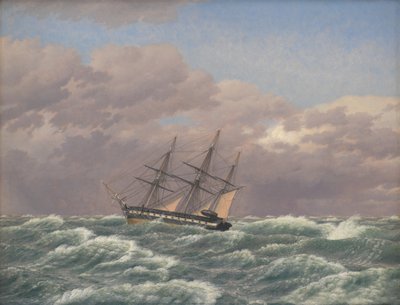 De korvet "Galathea" in een storm op de Noordzee door Christoffer Wilhelm Eckersberg