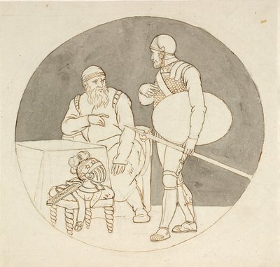 Twee krijgers, de ene staand, de andere zittend door Christoffer Wilhelm Eckersberg