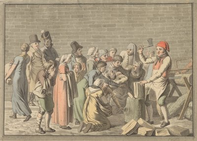 Uitdeling van brandhout aan de armen door Christoffer Wilhelm Eckersberg