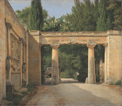 Uitzicht op de tuin van de Villa Borghese in Rome door Christoffer Wilhelm Eckersberg