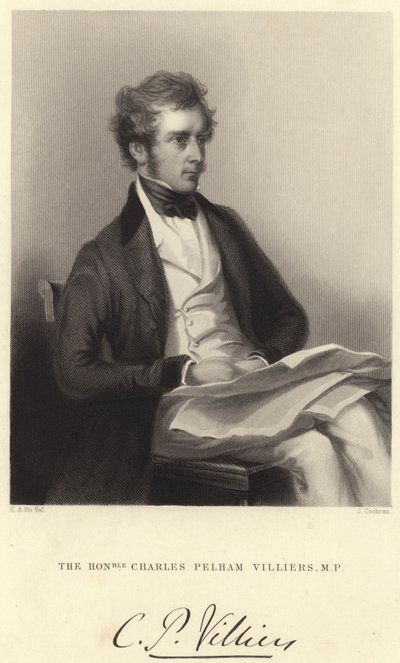 De Eerwaarde Charles Pelham Villiers, M P (gravure) door C. A. du Val and Co.