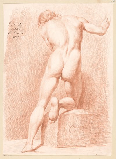 Staand mannelijk naakt, op de rug gezien (1e prijs 1802) door C. Courier