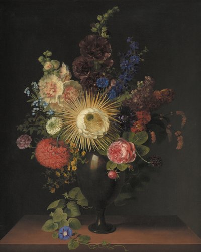 Een porfiervaas met Cactus grandiflora en andere bloemen, door C. D. Fritzsch door C. D. Fritzsch