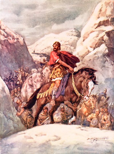 Hannibal steekt de machtige Alpen over door C. Dudley Tennant
