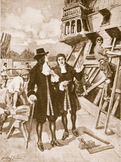 Peter de Grote in de scheepswerf van Deptford door C. Dudley Tennant