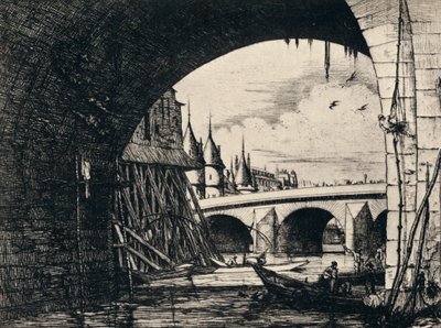 Boog van de Pont Notre-Dame, 1915 door C. H. Meryon