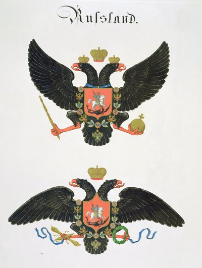 Wapens van de staat van het Keizerlijke Rusland, uit een collectie aquarellen gepubliceerd in Duitsland, c.1830-33 door C. Hildebrandt