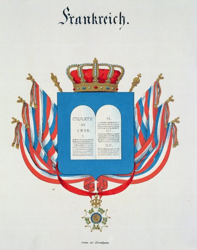 Handvest en hanger van de Orde van het Franse Legioen van Eer, uit een collectie aquarellen gepubliceerd in Duitsland, 1830-33 door C. Hildebrandt