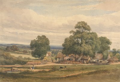 Emerey Down bij Lyndhurst, New Forest, Hants (aquarel en grafiet op papier) door C. John Mayle Whichelo