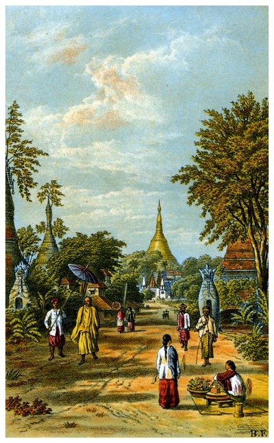 De Shwe Dragon pagode, Rangoon, 19e eeuw door C Kegan Paul