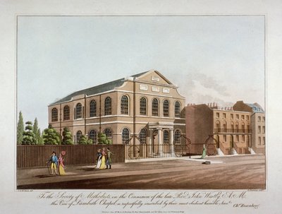De Methodistenkapel in Lambeth, Londen, 1816 door C Rosenberg