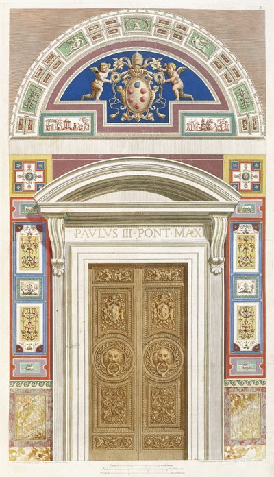 Deur naar de Loggia van Raphael in het Vaticaan, 1772 door C. Savorelli
