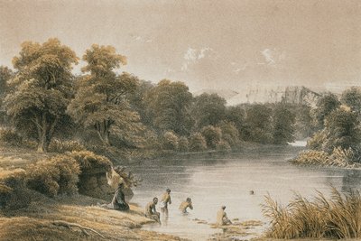 Rivier Jordaan. Ets door Schacher - Steinkopk J.F. Editore door C. Schacher