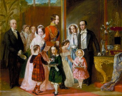 Thomas Younghusband en zijn familie ontmoeten koningin Victoria en haar familie in Crystal Palace, ca. 1854 door C Wells
