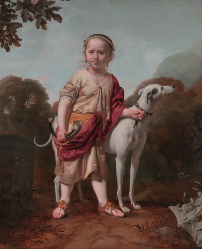 Portret van een meisje als jageres, door Caesar van Everdingen door Caesar van Everdingen