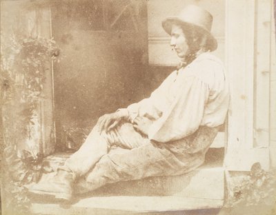 Portret van de tuinman, mogelijk David Roderick, late 1840s door Calvert Jones