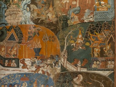 De laatste tien vorige levens van de Boeddha (detail) door Cambodian School