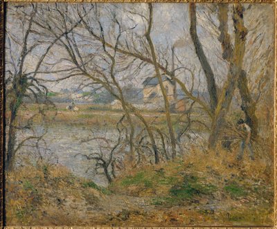 Aan de oevers van de Oise, in de buurt van Pontoise, grijs weer ... door Camille (after) Pissarro