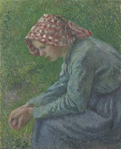 Een Zittende Boerin door Camille Jacob Pissarro