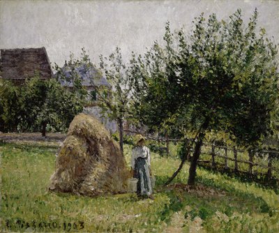 Appelbomen in Eragny, zonnige ochtend door Camille Jacob Pissarro