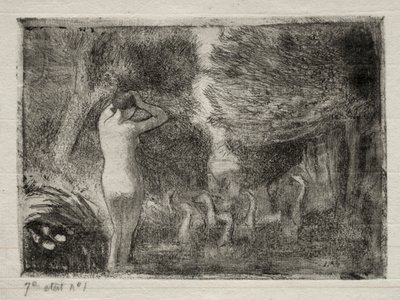 Bader en ganzen, 1895 door Camille Jacob Pissarro