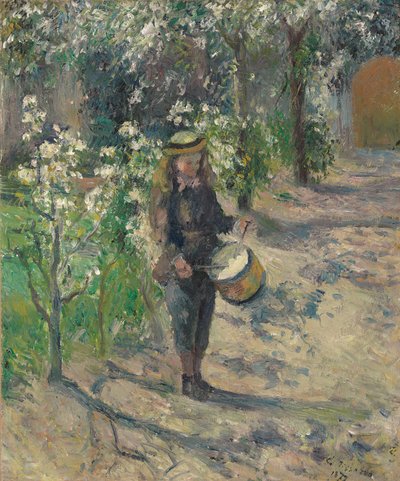 Kind met een trommel, 1877 door Camille Jacob Pissarro