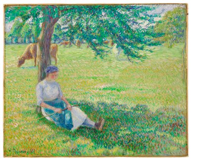 Cowgirl, Eragny, 1887 door Camille Jacob Pissarro