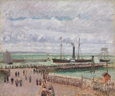 Ingang van de Haven van Le Havre en de Westelijke Golfbrekers, Luminieus Grijs Weer, 1903 door Camille Jacob Pissarro