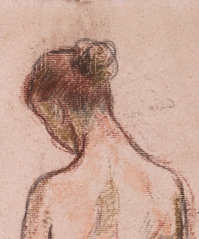 Volledig Staande Naakte Vrouw van Achteren door Camille Jacob Pissarro