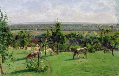Heuvel van Vesinet, Yvelines, 1871 door Camille Jacob Pissarro